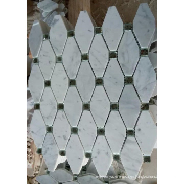 Azulejo de mosaico de Octagon Mosaico de piedra de mármol blanco (HSM210)